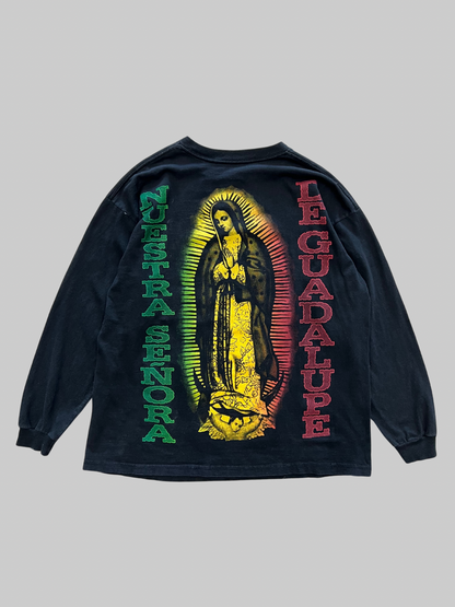 Black 90s Virgin Mary Bootleg Longsleeve T-shirt (XL)