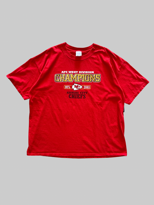 Red ‘03 Kansas City Chiefs AFC West Champions T-shirt (3XL)