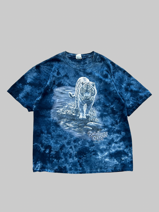 Blue Tiedye 90s White Tiger Nature T-shirt (L)