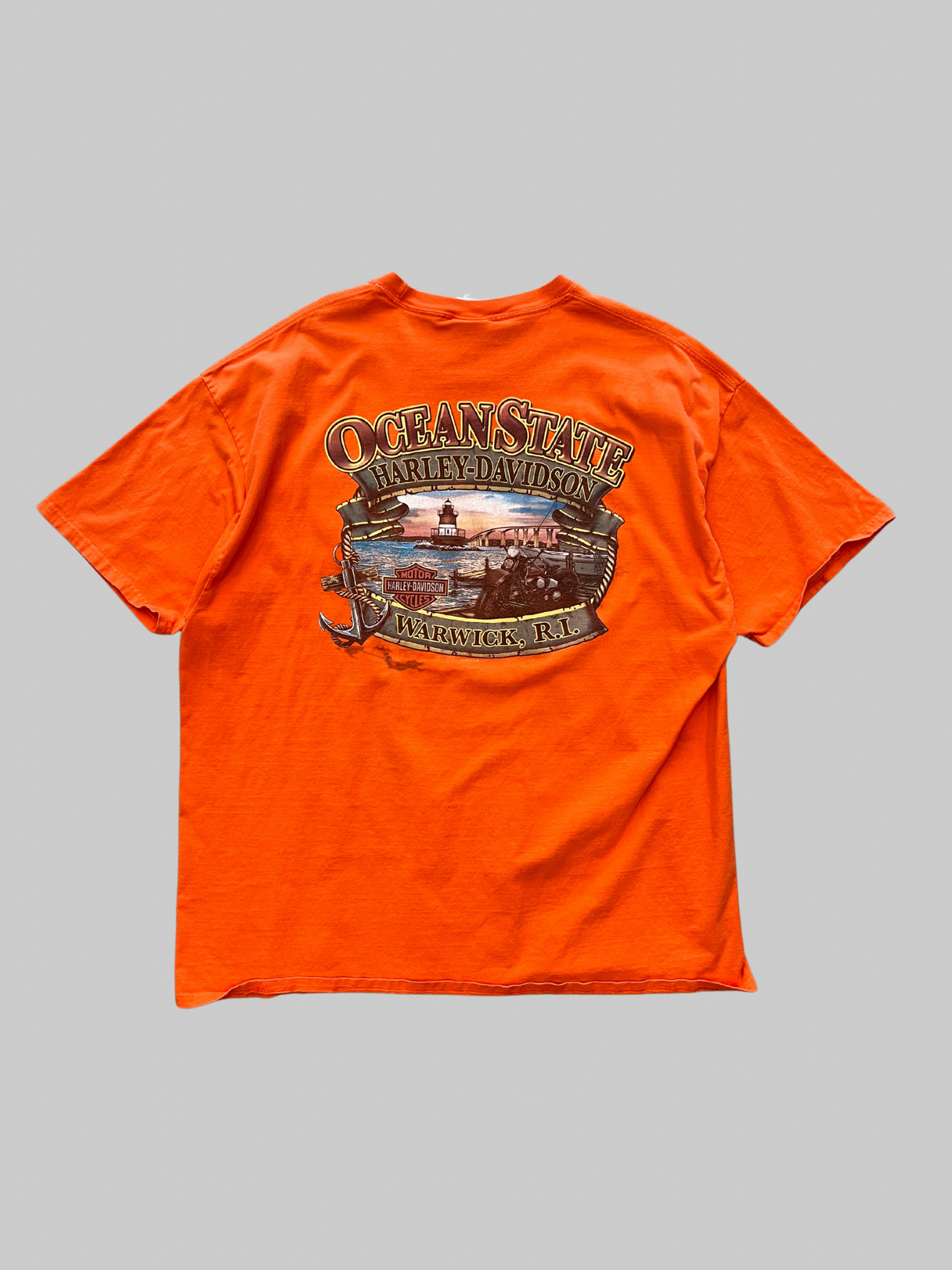 Orange 00s Harley Warwick T-shirt (XXL)