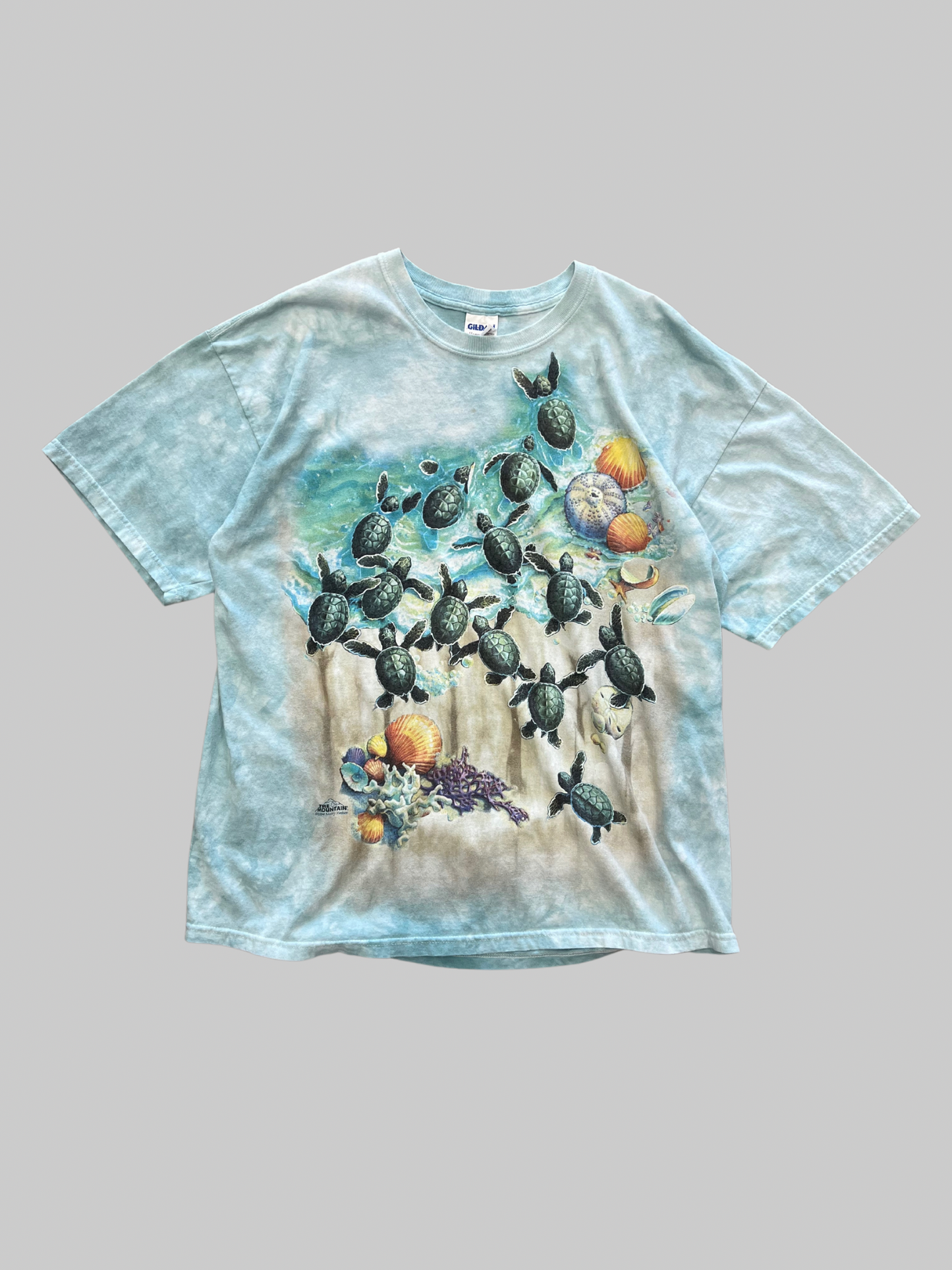 Blue Tiedye 00s Sea Turtle Nature T-shirt (XL)